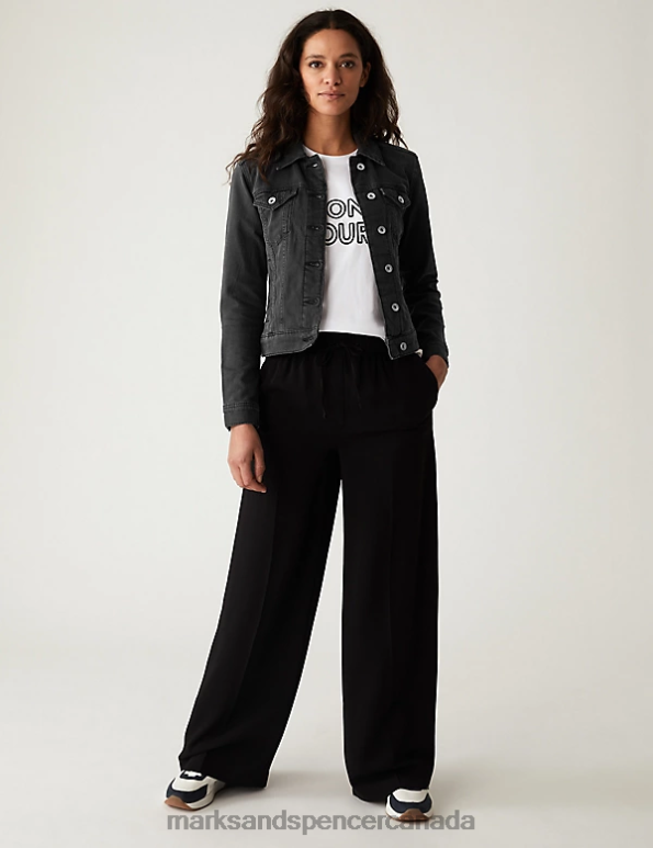 Women Black Clothing Marks & Spencer Cotton Rich Denim Jacket With Stretch 20VTD1395 - Marks and Spencer outlet