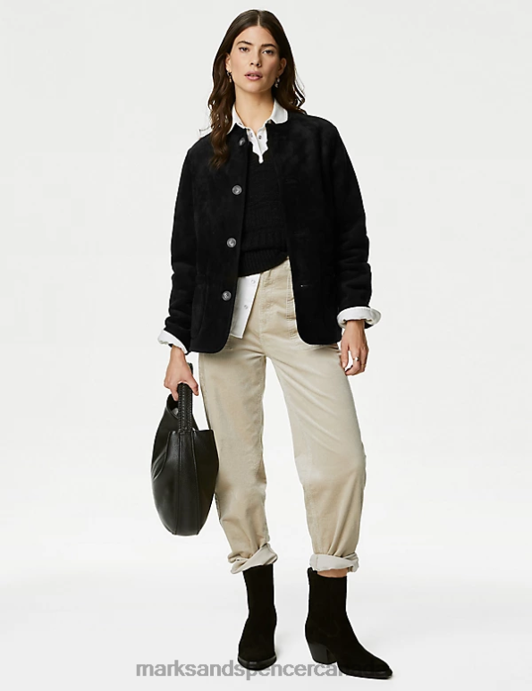 Marks and Spencer sale - Women Black Clothing Marks & Spencer Faux Shearling Textured Reversible Jacket 20VTD1659