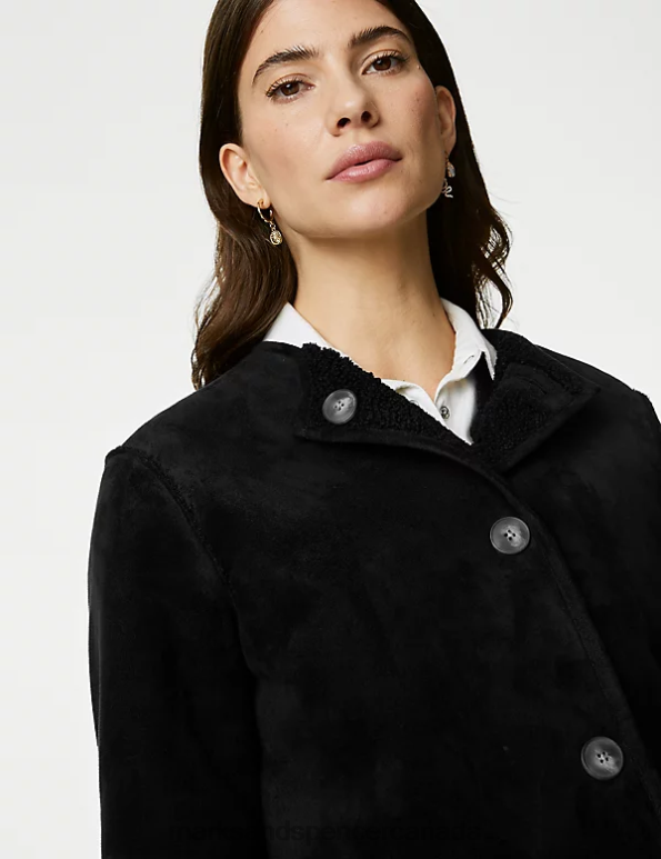 Marks and Spencer sale - Women Black Clothing Marks & Spencer Faux Shearling Textured Reversible Jacket 20VTD1659