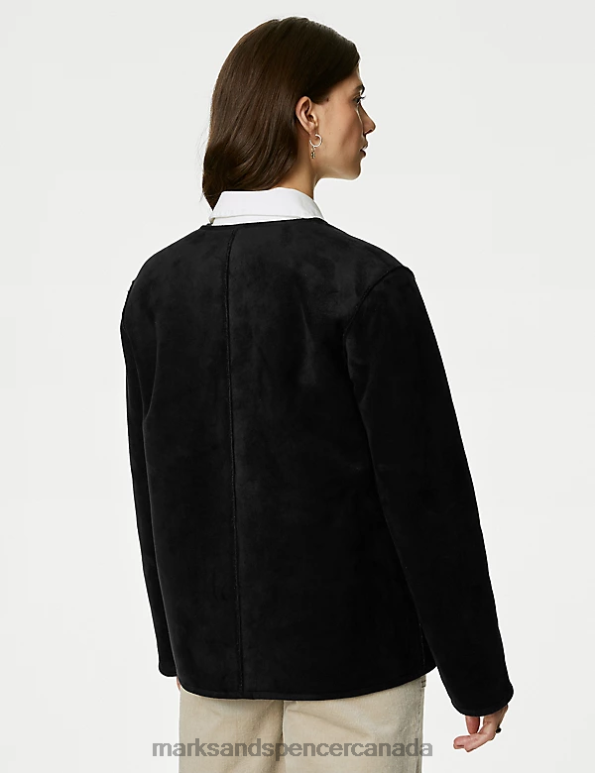 Marks and Spencer sale - Women Black Clothing Marks & Spencer Faux Shearling Textured Reversible Jacket 20VTD1659