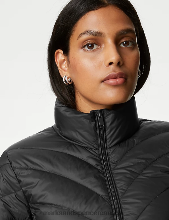 Women Black Clothing Marks & Spencer Feather & Down Packaway Puffer Jacket 20VTD2245 - Marks and Spencer online