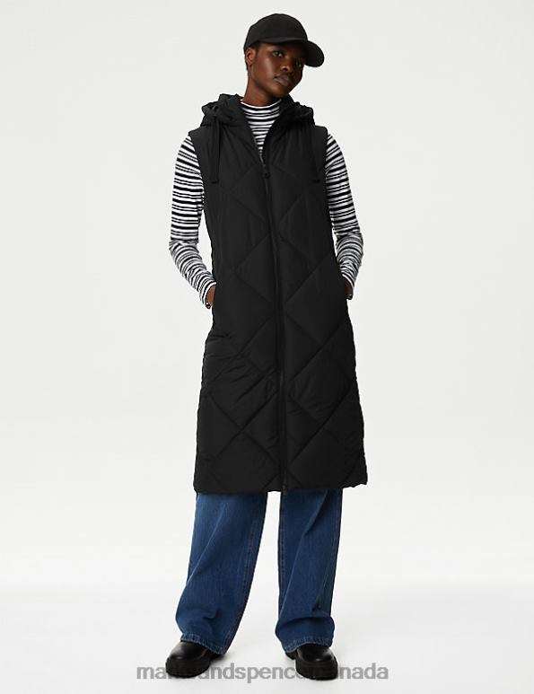 Marks and Spencer near me - Women Black Clothing Marks & Spencer Recycled Thermowarmth Longline Gilet 20VTD398