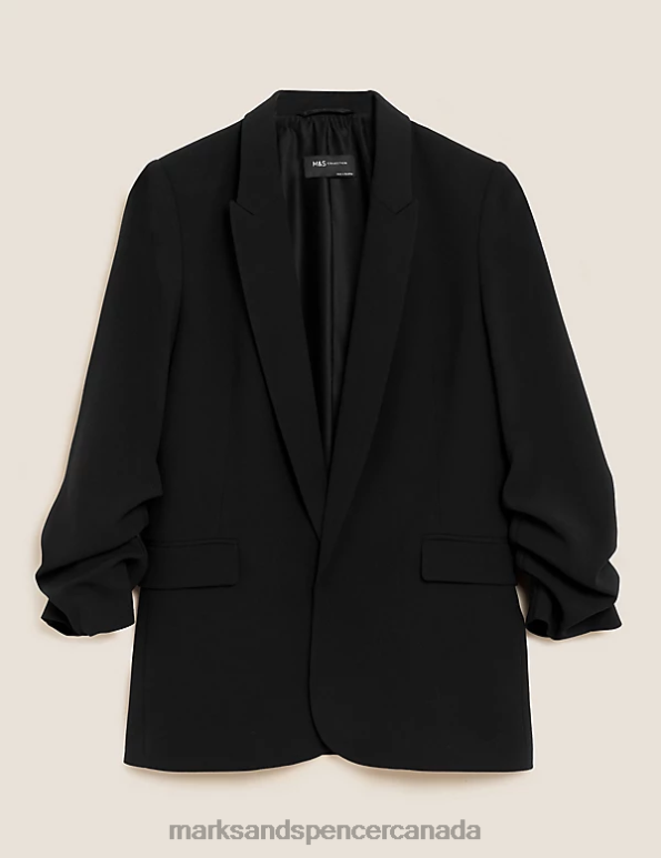 Marks and Spencer near me - Women Black Clothing Marks & Spencer Relaxed Ruched Sleeve Blazer 20VTD2212