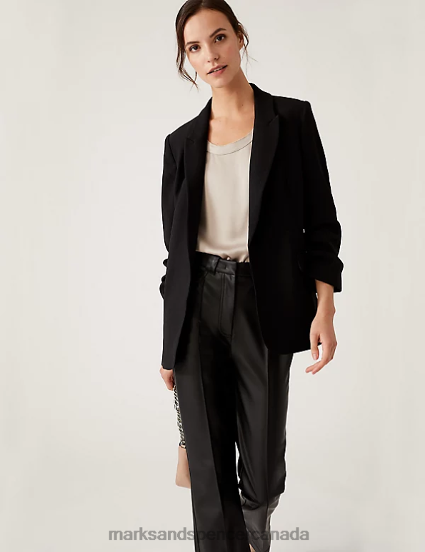 Marks and Spencer near me - Women Black Clothing Marks & Spencer Relaxed Ruched Sleeve Blazer 20VTD2212