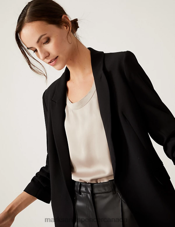 Marks and Spencer near me - Women Black Clothing Marks & Spencer Relaxed Ruched Sleeve Blazer 20VTD2212