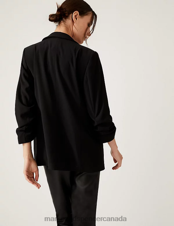 Marks and Spencer near me - Women Black Clothing Marks & Spencer Relaxed Ruched Sleeve Blazer 20VTD2212
