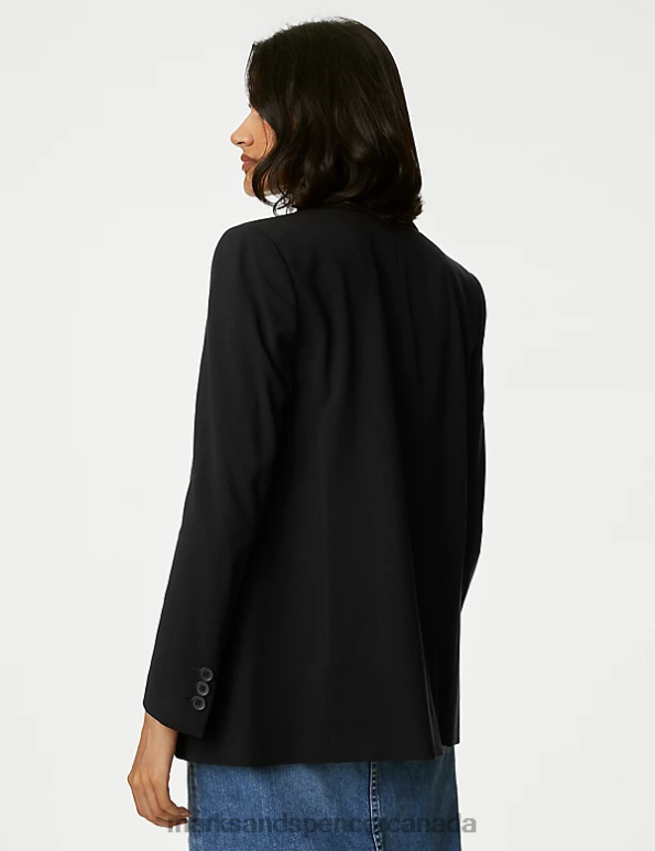 Women Black Clothing Marks & Spencer Relaxed Single Breasted Blazer 20VTD2536 - Marks and Spencer outlet
