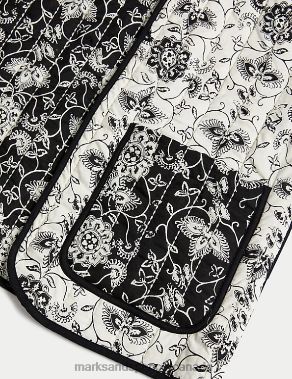 Women Black Mix Clothing Marks & Spencer Pure Cotton Printed Quilted Jacket 20VTD2006 - Marks and Spencer online
