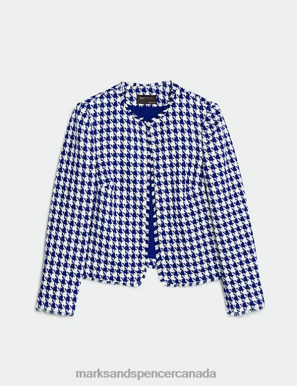 Marks and Spencer sale - Women Blue Mix Clothing Marks & Spencer Tweed Collarless Relaxed Short Jacket 20VTD841