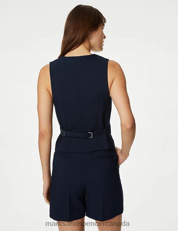 Women Dark Navy Clothing Marks & Spencer Tailored Waistcoat 20VTD373 - Marks and Spencer outlet