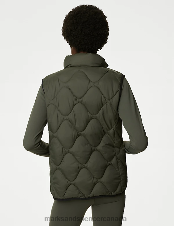 Marks and Spencer near me - Women Dark Olive Clothing Marks & Spencer Stormwear Quilted Funnel Neck Puffer Gilet 20VTD807