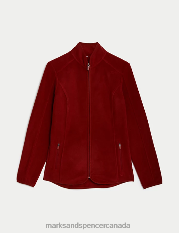 Women Dark Red Clothing Marks & Spencer Funnel Neck Fleece 20VTD2253 - Marks and Spencer outlet