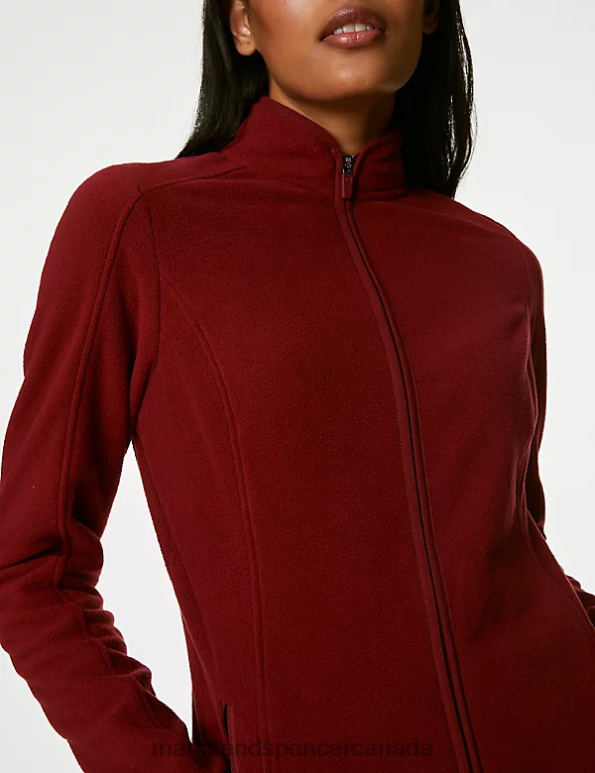 Women Dark Red Clothing Marks & Spencer Funnel Neck Fleece 20VTD2253 - Marks and Spencer outlet