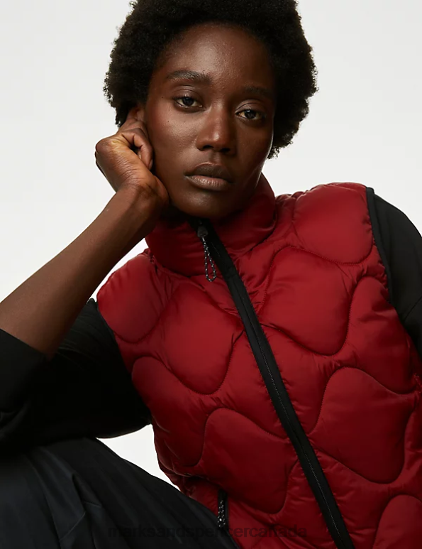 Marks and Spencer sale - Women Dark Red Clothing Marks & Spencer Stormwear Quilted Funnel Neck Puffer Gilet 20VTD1194
