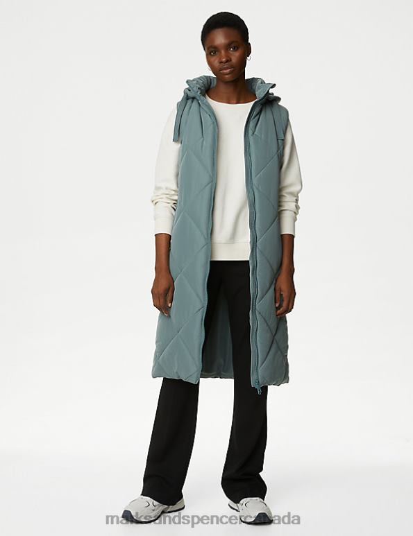 Marks and Spencer sale - Women Dark Sage Clothing Marks & Spencer Recycled Thermowarmth Longline Gilet 20VTD765