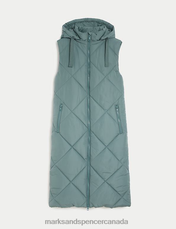 Marks and Spencer sale - Women Dark Sage Clothing Marks & Spencer Recycled Thermowarmth Longline Gilet 20VTD765