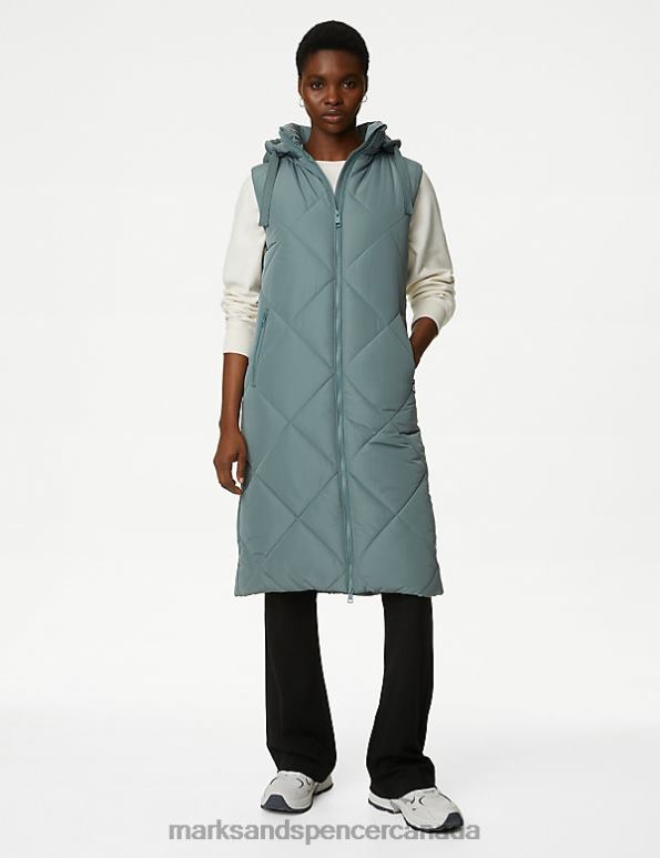 Marks and Spencer sale - Women Dark Sage Clothing Marks & Spencer Recycled Thermowarmth Longline Gilet 20VTD765