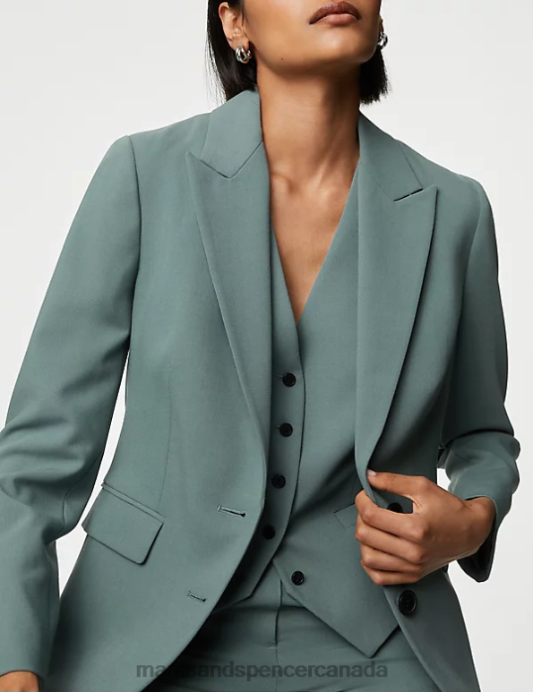 Women Dark Sage Clothing Marks & Spencer Tailored Single Breasted Blazer 20VTD244 - Marks and Spencer online