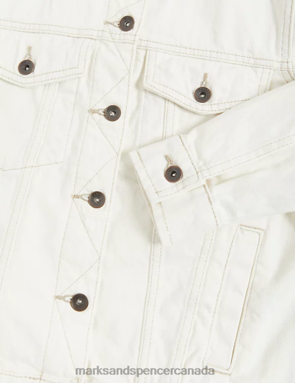 Marks and Spencer sale - Women Ecru Clothing Marks & Spencer Pure Cotton Denim Jacket 20VTD1987