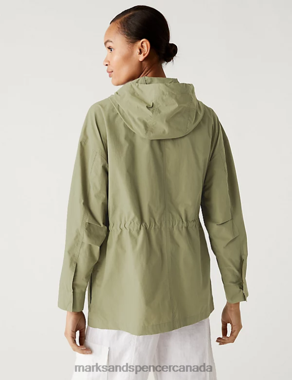 Women Faded Khaki Clothing Marks & Spencer Lightweight Utility Rain Jacket With Cotton 20VTD1724 - Marks and Spencer outlet