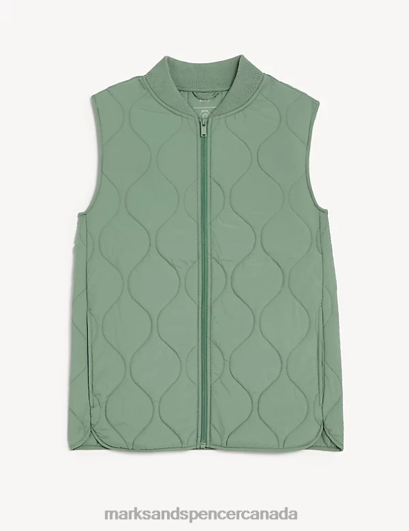 Women Green Clothing Marks & Spencer Recycled Thermowarmth Lightweight Quilted Gilet 20VTD2356 - Marks and Spencer Canada locations