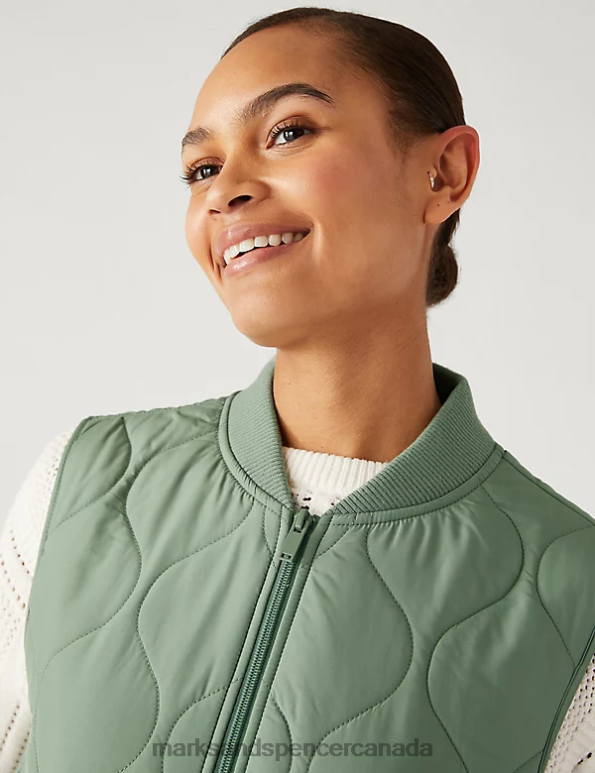 Women Green Clothing Marks & Spencer Recycled Thermowarmth Lightweight Quilted Gilet 20VTD2356 - Marks and Spencer Canada locations