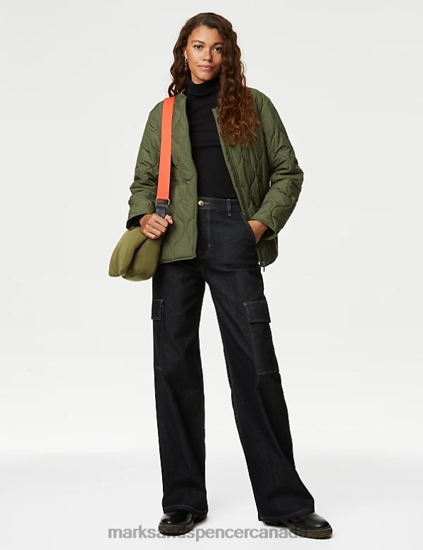 Women Hunter Green Clothing Marks & Spencer Recycled Thermowarmth Lightweight Quilted Jacket 20VTD1760 - Marks and Spencer outlet