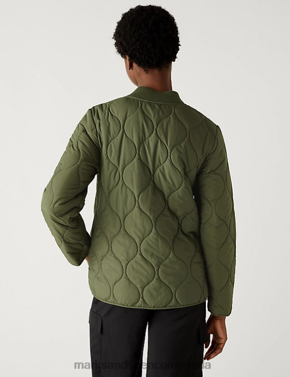 Women Hunter Green Clothing Marks & Spencer Recycled Thermowarmth Lightweight Quilted Jacket 20VTD1760 - Marks and Spencer outlet