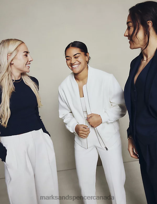 Women Ivory Clothing Marks & Spencer Relaxed Bomber Jacket 20VTD367 - Marks and Spencer Canada locations