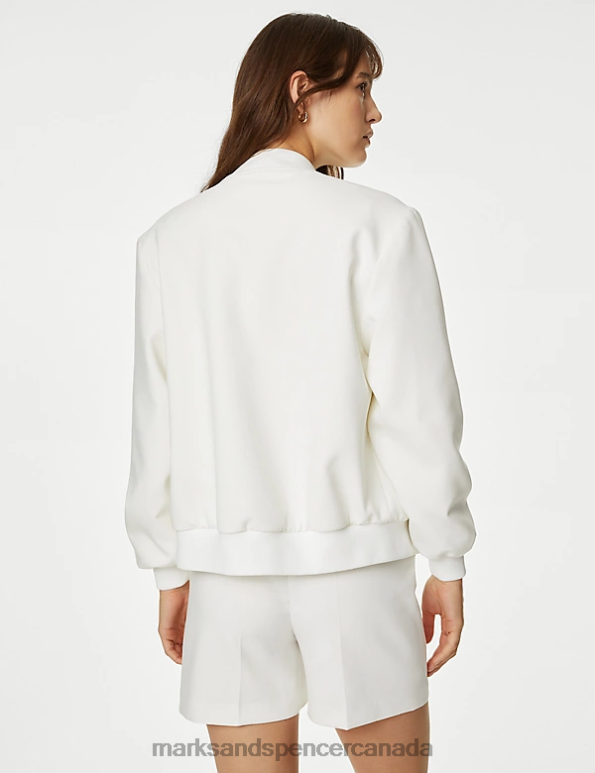 Women Ivory Clothing Marks & Spencer Relaxed Bomber Jacket 20VTD367 - Marks and Spencer Canada locations