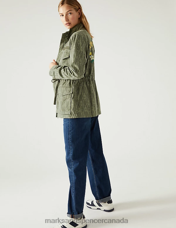Marks and Spencer near me - Women Khaki Mix Clothing Marks & Spencer Cotton Rich Printed Utility Jacket 20VTD181