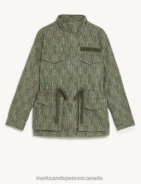 Marks and Spencer near me - Women Khaki Mix Clothing Marks & Spencer Cotton Rich Printed Utility Jacket 20VTD748