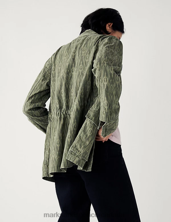 Marks and Spencer near me - Women Khaki Mix Clothing Marks & Spencer Cotton Rich Printed Utility Jacket 20VTD748