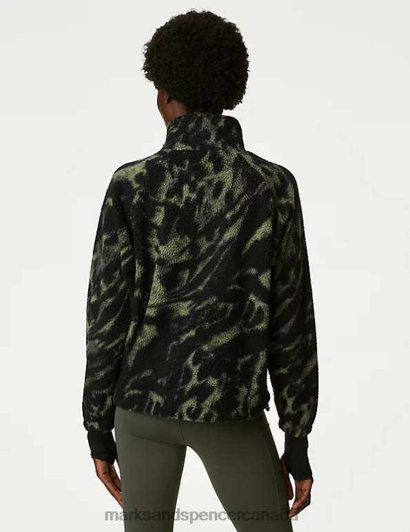 Marks and Spencer near me - Women Khaki/Olive Clothing Marks & Spencer Borg Printed Fleece Cropped Jacket 20VTD3198