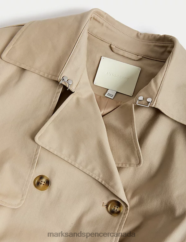 Marks and Spencer near me - Women Light Beige Clothing Marks & Spencer Cotton Rich Belted Longline Trench Coat 20VTD1348
