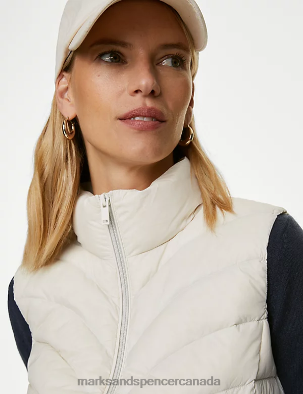Marks and Spencer Canada - Women Light Natural Clothing Marks & Spencer Feather & Down Packaway Puffer Gilet 20VTD2401