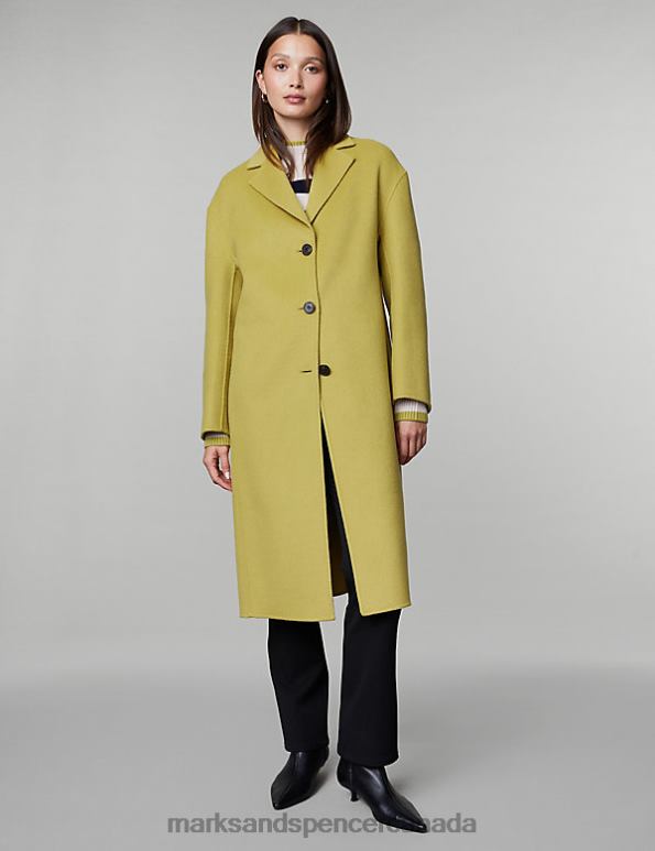 Women Lime Clothing Marks & Spencer Wool Rich Single Breasted Boyfriend Coat 20VTD1109 - Marks and Spencer online