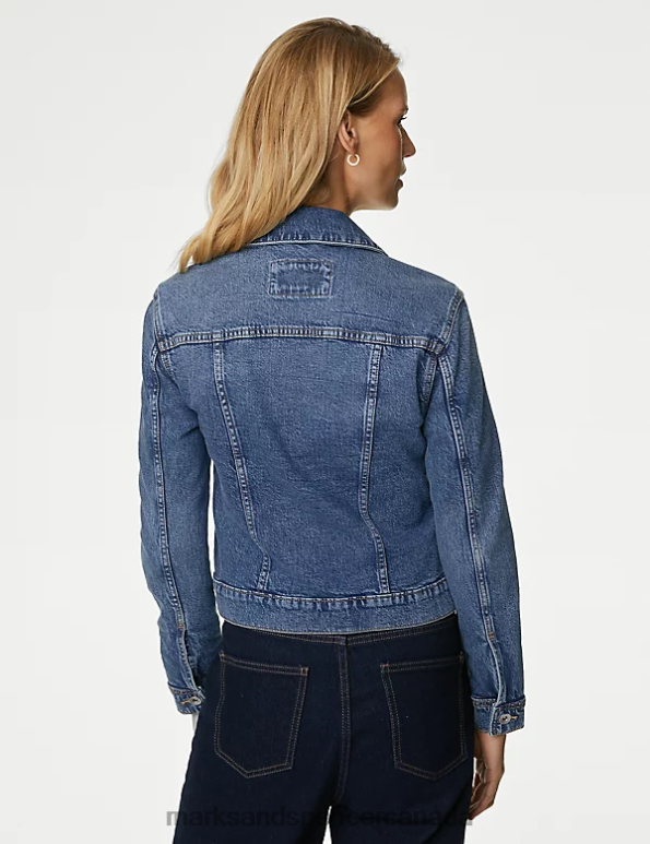 Women Medium Indigo Clothing Marks & Spencer Denim Jacket with Stretch 20VTD3176 - Marks and Spencer outlet