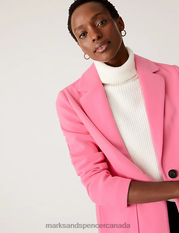 Women Medium Pink Clothing Marks & Spencer Relaxed Single Breasted Coatigan 20VTD1732 - Marks and Spencer online