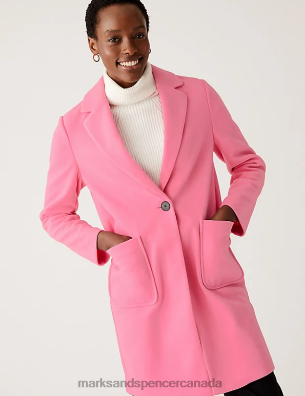 Women Medium Pink Clothing Marks & Spencer Relaxed Single Breasted Coatigan 20VTD1732 - Marks and Spencer online