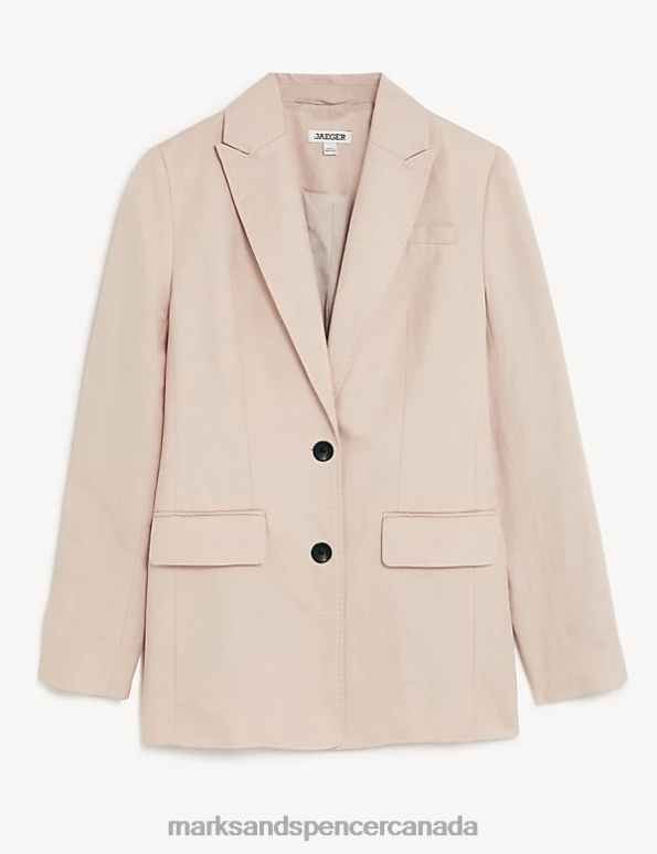 Marks and Spencer Canada - Women Medium Pink Clothing Marks & Spencer Silk Rich Single Breasted Blazer 20VTD1084