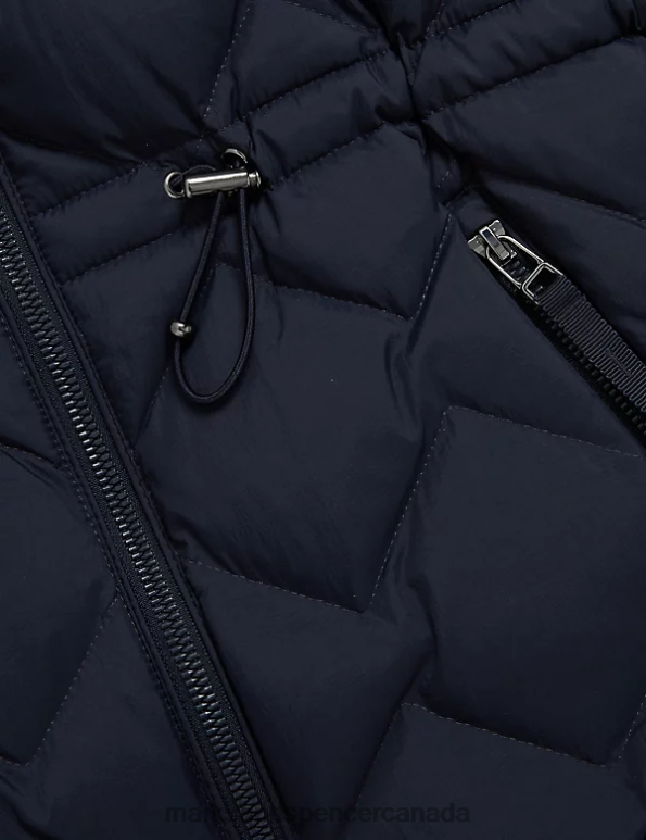 Marks and Spencer Canada - Women Midnight Navy Clothing Marks & Spencer Feather & Down Quilted Hooded Puffer Jacket 20VTD672