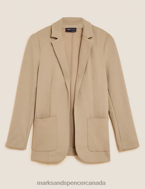 Marks and Spencer near me - Women Natural Beige Clothing Marks & Spencer Jersey Patch Pocket Jacket 20VTD3105