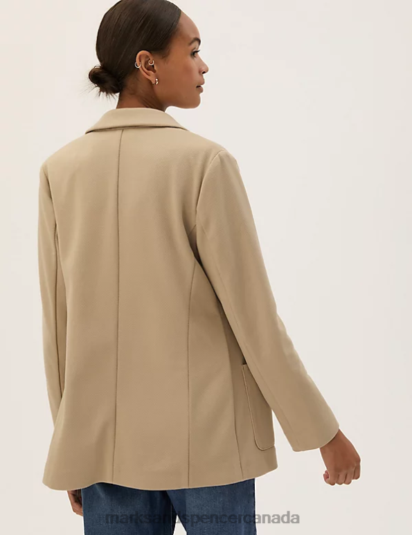 Marks and Spencer near me - Women Natural Beige Clothing Marks & Spencer Jersey Patch Pocket Jacket 20VTD3105