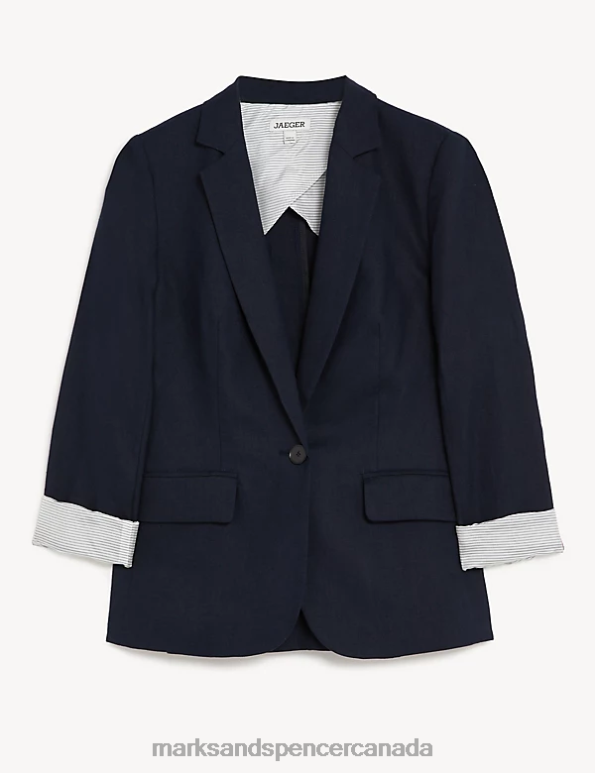 Marks and Spencer Canada - Women Navy Clothing Marks & Spencer Pure Linen Tailored Blazer 20VTD1775