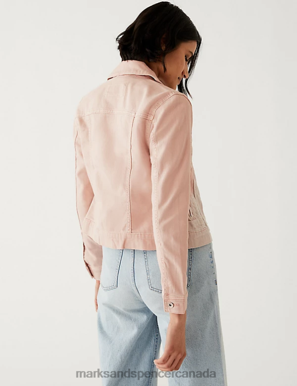Marks and Spencer near me - Women Pink Shell Clothing Marks & Spencer Cotton Rich Denim Jacket with Stretch 20VTD2716