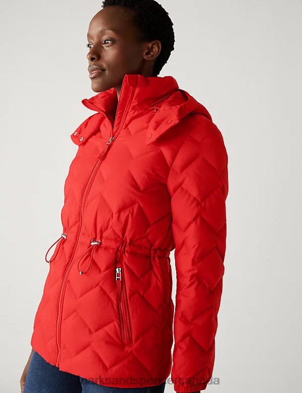 Marks and Spencer near me - Women Poppy Clothing Marks & Spencer Feather & Down Quilted Hooded Puffer Jacket 20VTD313