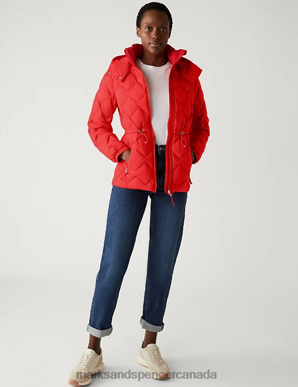 Marks and Spencer near me - Women Poppy Clothing Marks & Spencer Feather & Down Quilted Hooded Puffer Jacket 20VTD313