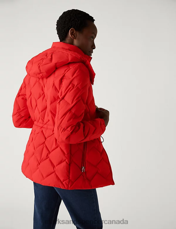Marks and Spencer near me - Women Poppy Clothing Marks & Spencer Feather & Down Quilted Hooded Puffer Jacket 20VTD313