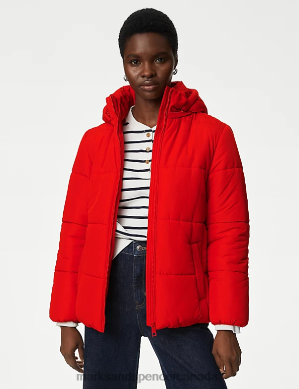 Women Poppy Clothing Marks & Spencer Recycled Thermowarmth Hooded Puffer Jacket 20VTD1335 - Marks and Spencer outlet